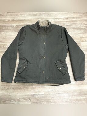 Polar King By Key Barn Coat Sherpa Lined Olive Full Zip Quilted Jacket Chore XL